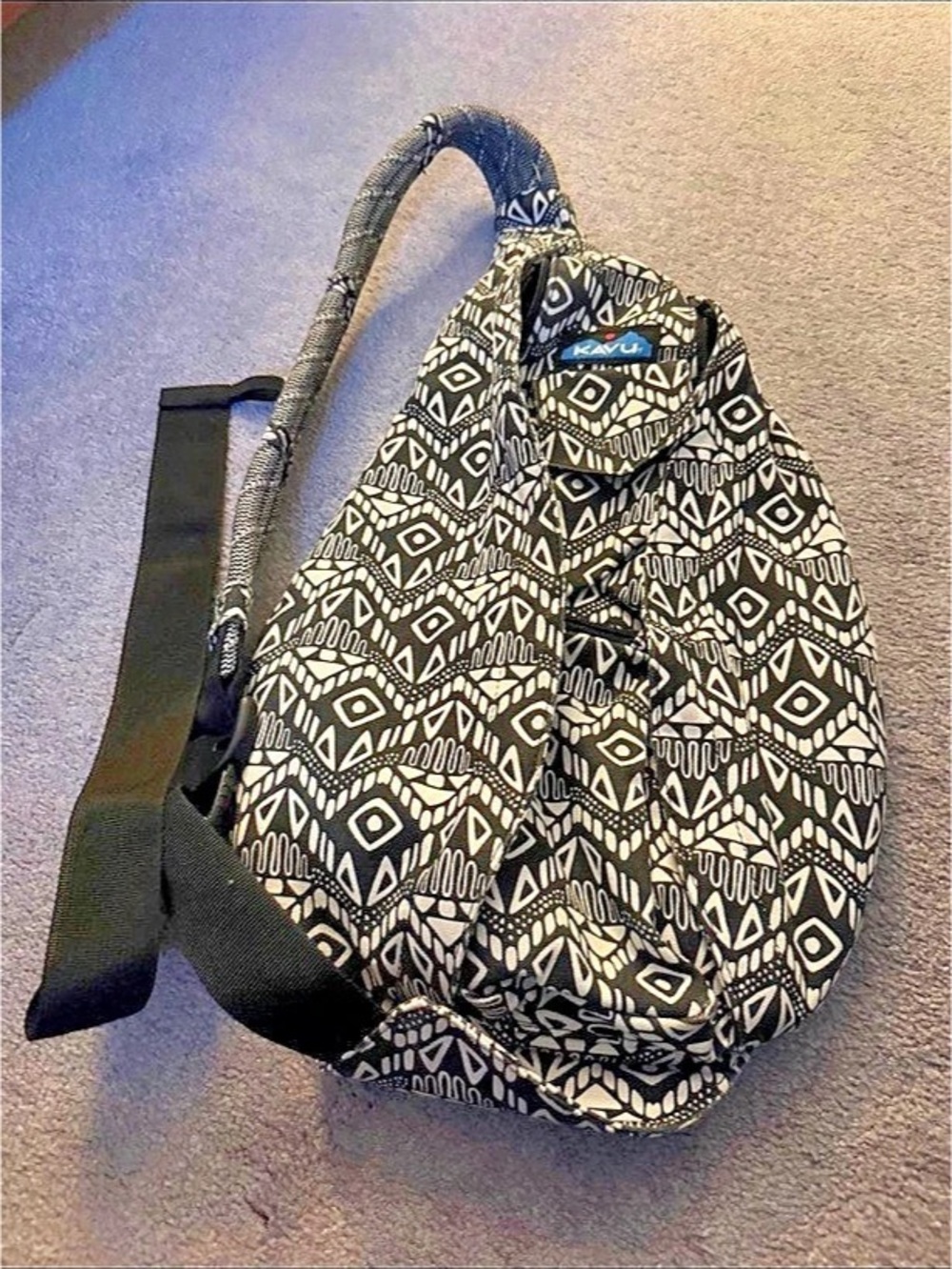 KAVU Rope Bag Geometric Backpack Black & White